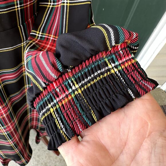 NWT J. Crew Factory Sz 8 Ruffleneck Tartan Plaid Long Sleeve Midi Peasant Dress - Picture 3 of 9